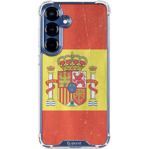 Spain Flag Distressed Galaxy S25 Clear Case